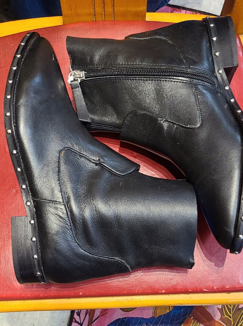 Topshop Black Studded Ankle Boots